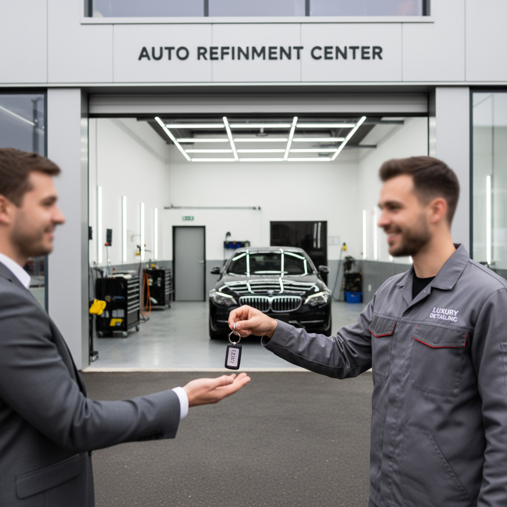 Übergabe der Fahrzeugschlüssel am Werkstatteingang