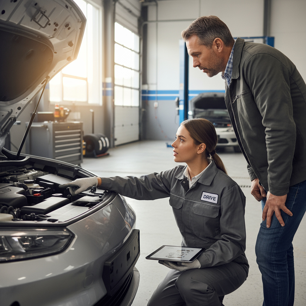 Sichtprüfung und Besprechung am Fahrzeug